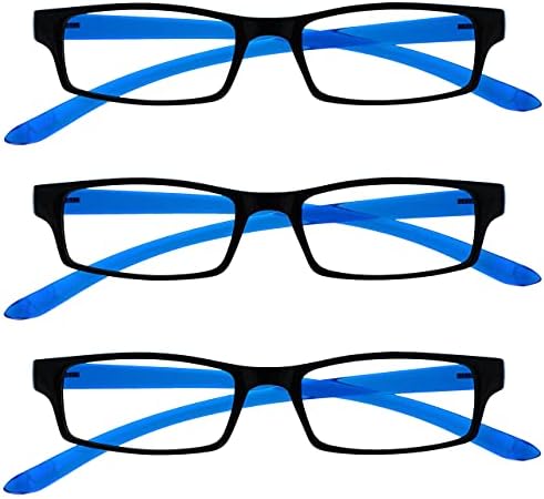 Компанијата За Очила За Читање Црни Светло Сини Спецификации За Вратот Читателите Вредност 3 Пакет Машки Жени Пролетни Шарки RRR20-3 +1.00