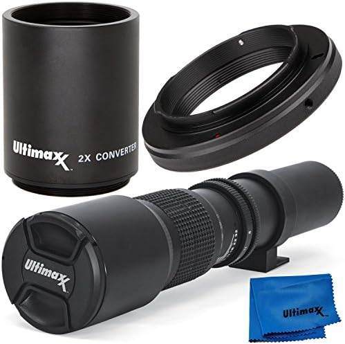 Ultimaxx 500mm Рачен Претходно Поставен Комплет За Леќи За Никон D7500, D600, D610, D700, D750, D800, D810, D850, D3300, D3400, D5100,