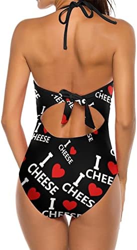 Јас многу го сакам сирењето, женското бикини поставува едно парче костим за пливање во костим за капење против костуми за капење