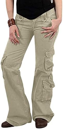 ZLOVHE жени товарни панталони, женски широки карго панталони со џебови широки панталони за нозе лабави комбинезони долги панталони