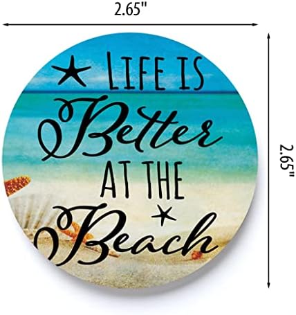 Животот Е Подобар На Плажа Аква Песочни Школки 2.75 х 2.75 Керамички Автомобилски Подлоги Пакет од 2