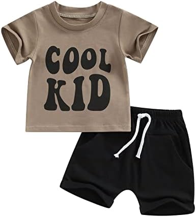 Детето бебе момче летни облеки со кратки ракави во боја блок маица врвови за кратки панталони џебови 2 парчиња облека