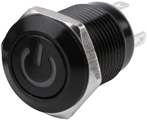 Ankang 12mm Водоотпорен оксидиран прекинувач со црни метални копчиња со LED ламба моментално вклучување на компјутерски прекинувач