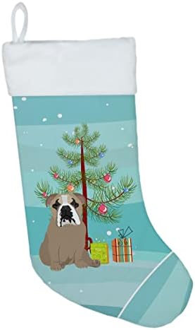 Каролина богатства WDK3042CS Англиски булдог јоргован триколор Божиќ Божиќно порибување, камин виси чорапи Божиќна сезона забава