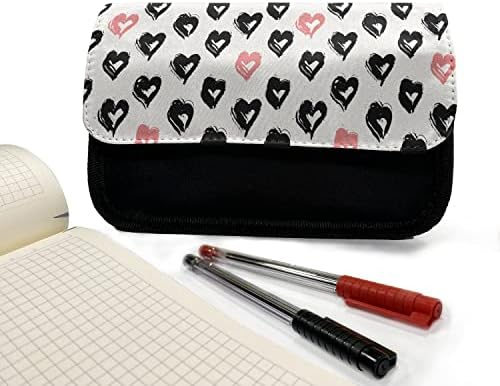 Зачудувачки случај на молив за срце, концепт на в Valentубените концепти, торба со молив со ткаенини со двоен патент, 8,5 x 5,5,