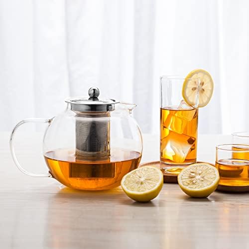 Мал чајник, чајник со инфузер, стаклен чај котел STOVETOP безбеден, цветен и лабав производител на чај од лисја Поставете подарок