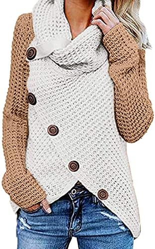 Yokwi 2022 hadенски моден есенски зимски долги ракави копче надолу неправилен плетен џемпер