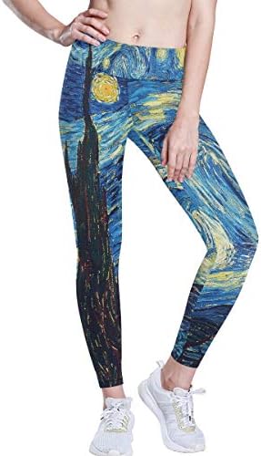 Алаза со висока половината јога панталони за жени девојки starвездени ноќни небо ван Гог женски стомаци за контрола на стомакот