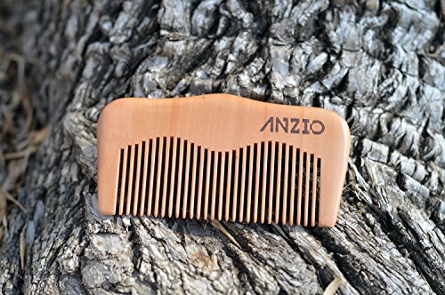 Дрво брада мустаќи чешел од Анзио, рачно изработен џеб и големина на патување со или без PU кожена кредитна картичка за лични карти