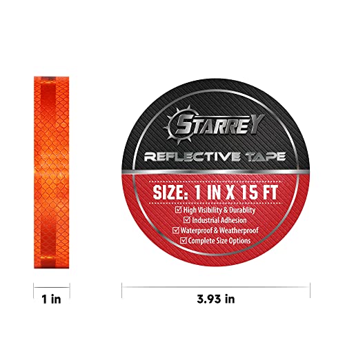 Starrey рефлексивна лента ширина 1 инч ширина 15 ft портокалова долга точка -C2 Висок интензитет - 1 -инчен приколка Рефлектор за безбедност