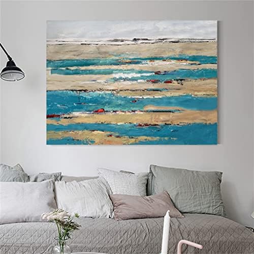 MJWDP рачно насликана златна фолија пејзаж океански пејзаж масло сликање дневна соба wallид декор подарок