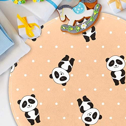 Heoeh kawaii симпатична панда starвезда жолта шема, не -лизгање 15,7 тркалезна област килими килими за деца спална соба бебе соба игра Расадник