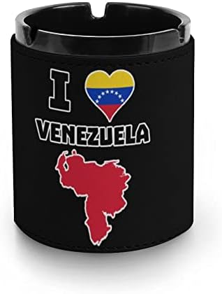 Јас многу го сакам Венецуела кожен пепел преносен тркалезен фиока за цигари за домашни канцеларии украсни декоративни