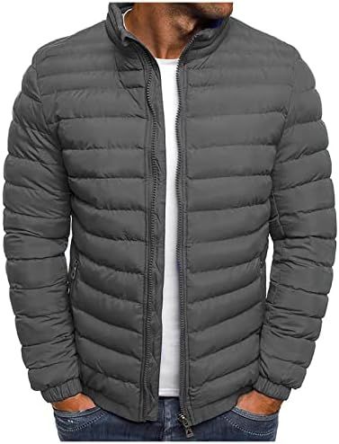 Wenkomg1 Puffer јакни за мажи, цврста лесна пакувачка облека за надворешна облека, топло пријатно отстранливи јакни за аспиратор