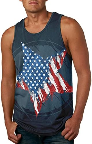 Bmisegm летни мажи кошула лето Нов американски ден на американска независност Памук 3Д печатење обични маж -резервоар врвни маици
