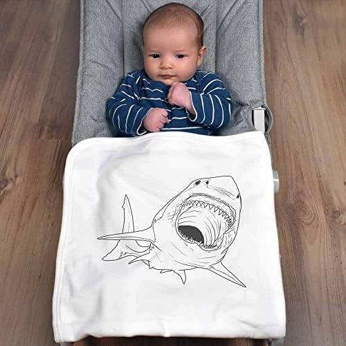 Azeeda „Одлична бела ајкула залак“ памучно бебе ќебе/шал