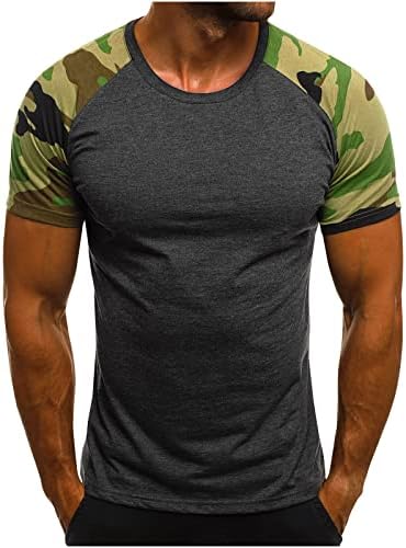 Маица маица маица кратки ракави камуфлажа Редовно вклопување воен врвен армиски стил на вратот на вратот маички за вежбање во салата