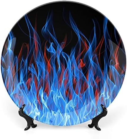Декоративна чинија со сина и црвена оган керамички плочи erид виси декор со приказ за украс за домашна канцеларија