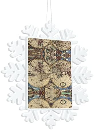Антички мапа Светски светски снегулка Божиќен шарм, Замрзнато чудо -земја Декоративно виси