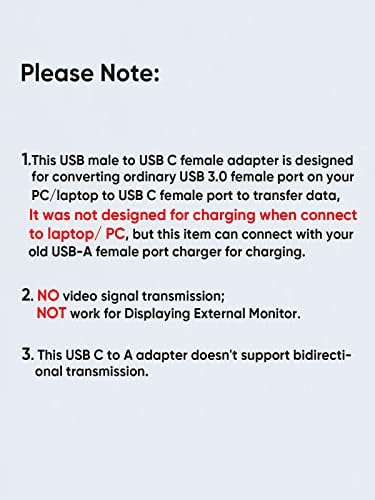CableCreation 2PCS USB 3.1 USB Cенски до USB машки адаптер 5GBPS USB до USB C адаптер, USB A до USB C адаптер за женски USB C за лаптопи