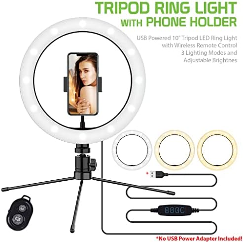 Светла Селфи Прстен Три-Боја Светлина Компатибилен Со Вашиот Samsung Galaxy Таб S2 Ќош 8.0 32GB 10 Инчи Со Далечински управувач