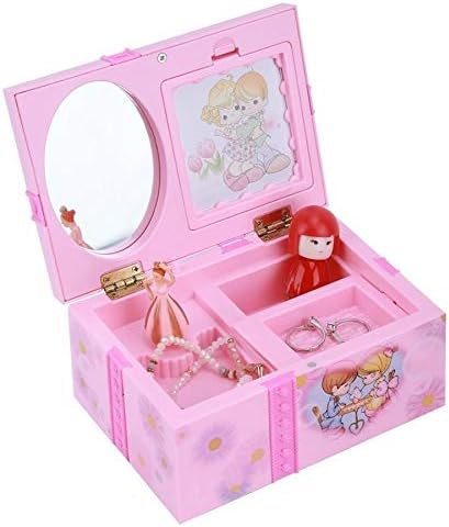 Wpyyi розова танцување девојка музичка кутија украси дома украси за накит организатор музичка кутија