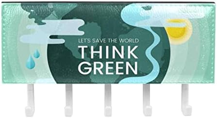 Размислете за Зелен организатор на решетката за животна средина со 5 куки wallидни кујнски полици за кујнски полици, мултифункционална полица