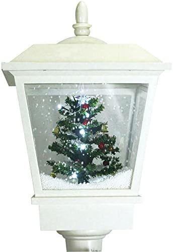 Божиќно време 71-во. Музичка снежна улична ламба | Снежана трио сцена, 2 знаци, каскаден снег и Божиќни песни | Црвена | CT-SSL071A-RD3