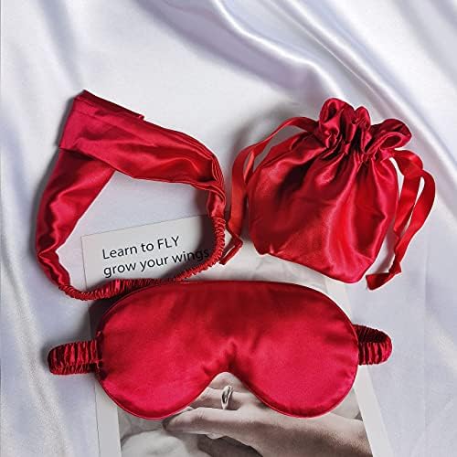 Меки вреќи со црвена црвена црвена боја, вклучува маска за очи за спиење, лента за глава, сет на торби, совршен како свадба, сет за подароци за