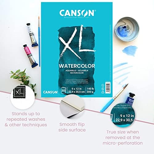 Canson XL Atquolor Pad 9 x12 30 листови + сет за сликање со акварел w/калај