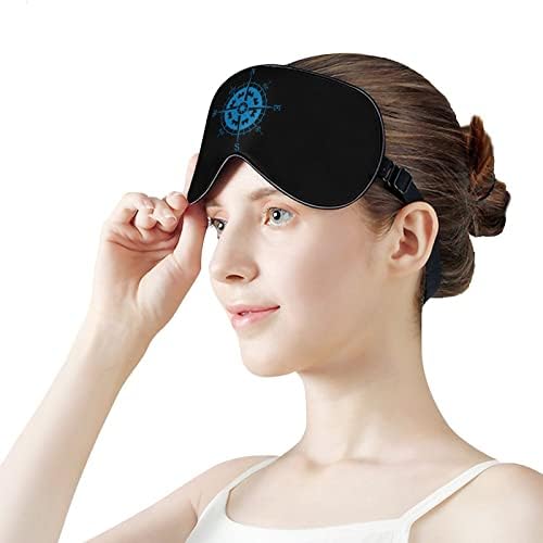 Сина компас за спиење за слепите маски за слепите сенка на окото Смешно ноќно покритие со прилагодлива лента за жени мажи