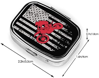 САД знаме Dirtbike Motocross Square Mini Pell Case Case Travel Medical Организатор преносни прегради метални пилули кутија