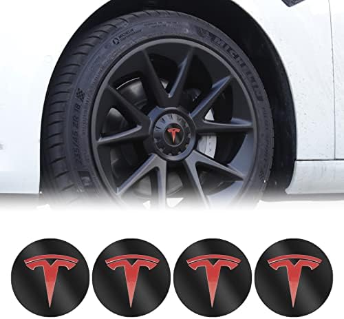 Dolksn Tesla Model 3 Y S x Amblem Bage налепница на налепници на тркала Центар за капаци на капакот ABS ABS материјал 4PCS 56mm 2.2 ''