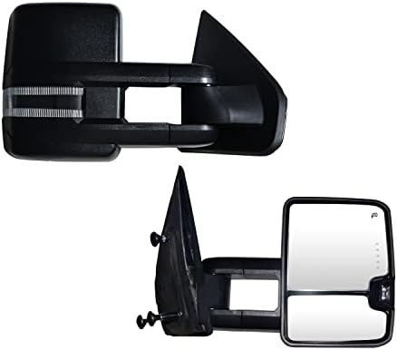 SUPDM огледала за влечење компатибилни со Ford F150 2004-2014 Pickup Pilep загреана со сигнал за вртење, огледала за влечење на трејлери