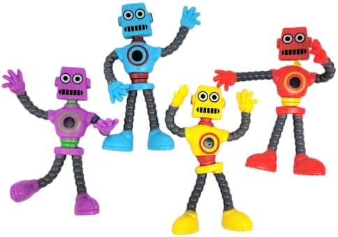 Кул разнобојни флексибилни гумени роботи, фигури на сензорни играчки за олеснување на стресот. Одлична забава за забави