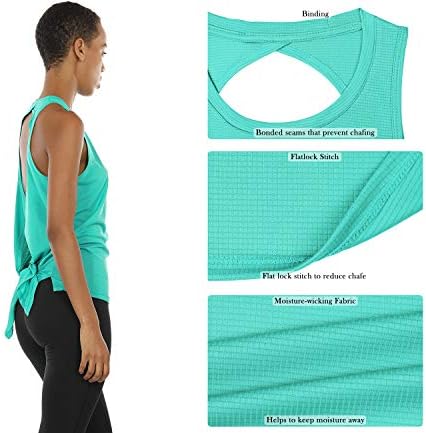 Идизон Отворен резервоар за тренингот Топ кошули - Активна облека за вежбање Атлетски јога врвови за жени