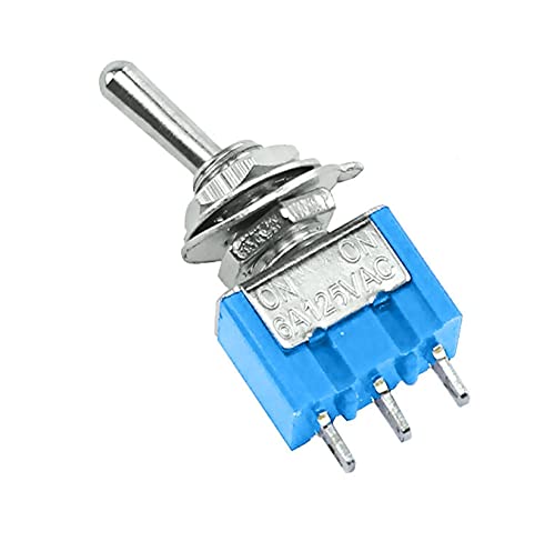 Buday 10 PCS TOGGLE SWITCH MTS-103 ON/OFF/ON PDT MTS-102 ON/ON 3 PIN 6A 125VAC/3A 250VAC MINI SWITCH SWITC