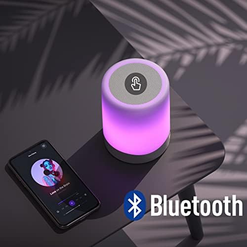 Elecstars Touch Lide Side Larm - Со Bluetooth звучник, затемнета ноќна светлина во боја, ламба за маса на отворено со паметна контрола на допир,