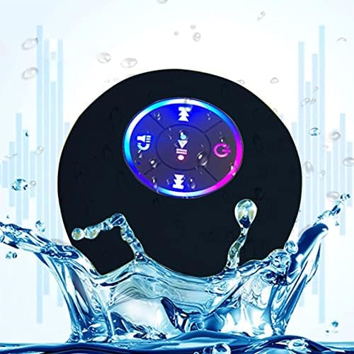 Ylomay бања водоотпорен Bluetooth звучник со светлосен звучник во боја, вграден микрофон Посветена чаша за вшмукување за тушеви, субвуфер за
