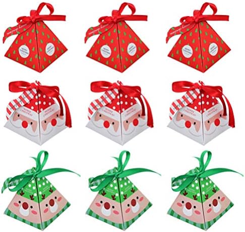 Кутија За Завиткување Подароци од хемотон 30 парчиња Среќни Божиќни Чанти Божиќни Бонбони Кутии За Подароци За Божиќни Колачиња Со Ознака
