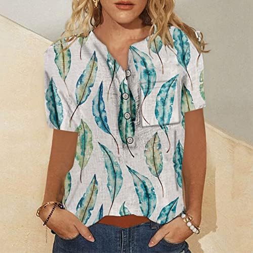 Плус големина цветни врвови за жени летни модни женски врвови облечени случајни кошули со кратки ракави гроздобер пријатна