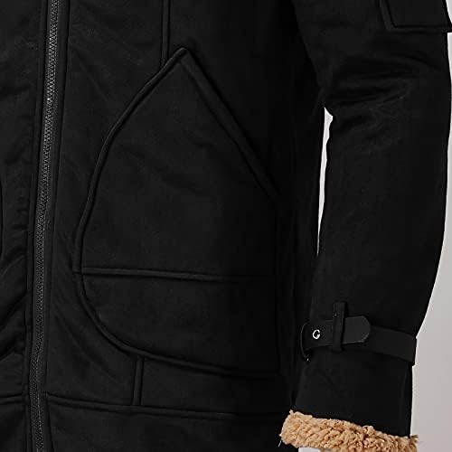 Beuu Машка кожна кожна јакна моторцикл бомбаш -бомба, стрижејќи велур лапел патент Гроздобер зимска термичка надворешна облека за мажи