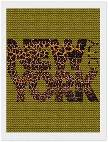 Леопард печати комплети за сликарство во Newујорк Дијамант за возрасни вкрстени бод DIY боја уметност слики занает за домашна