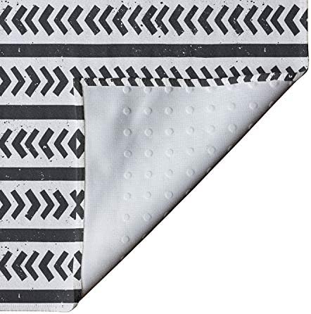 Ambesonne геометриски јога мат пешкир, рачни ленти и форми на стрела образец со позадина на гранџ, не-лизгање на потта за абсорбента