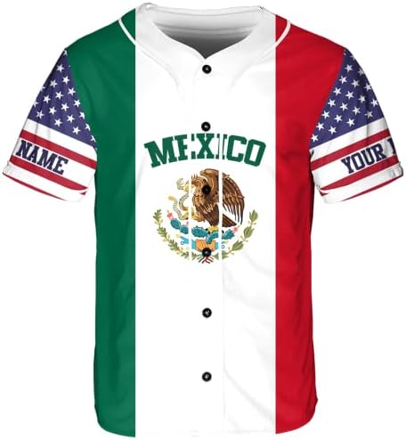 Име за персонализација Мексико Доминика V3 AOP Бејзбол Jerseyерси Унисекс XS-5XL, маици со максимани Мексико Доминика за мажи, Доминика