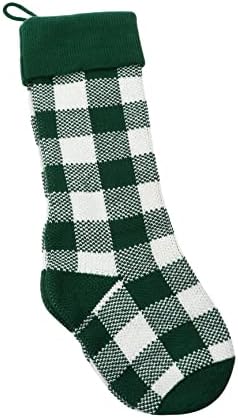 Homoyoyo 1pc Божиќни чорапи карирани Божиќни чорапи Божиќни теми порибна божиќна чорапи Кенди торба плетена порибување карирани порибни