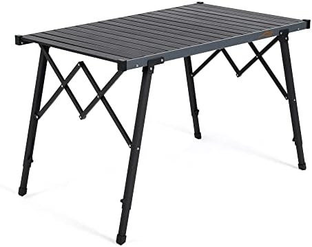 Фер ветер на отворено преклопна преносна лесна табела за кампување со алуминиум со прилагодливи нозе голема табела за камп