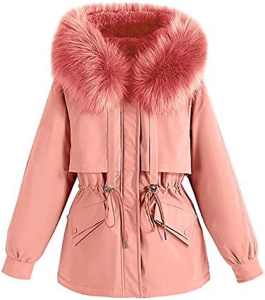 Womenените плус големина дневно зимски палто со долг ракав задебелен јакна топла качулка со дебела постепена облека за надворешни