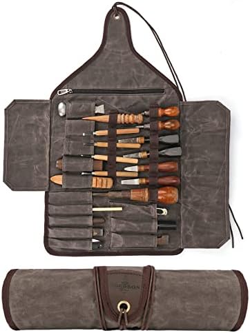 Турнеска алатка за платно во восочна торба, торба за резба од 25 џебови за носење, торбичка со повеќенаменски алатки со зипни прегради