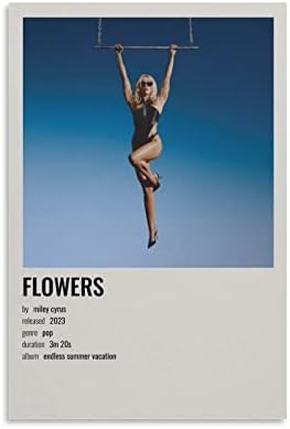 Ywvwy Мајли Сајрус постер Цвеќиња Бескрајно летен одмор албум платно wallидни уметности за печатење во спална соба дневна соба декор 12x18inch
